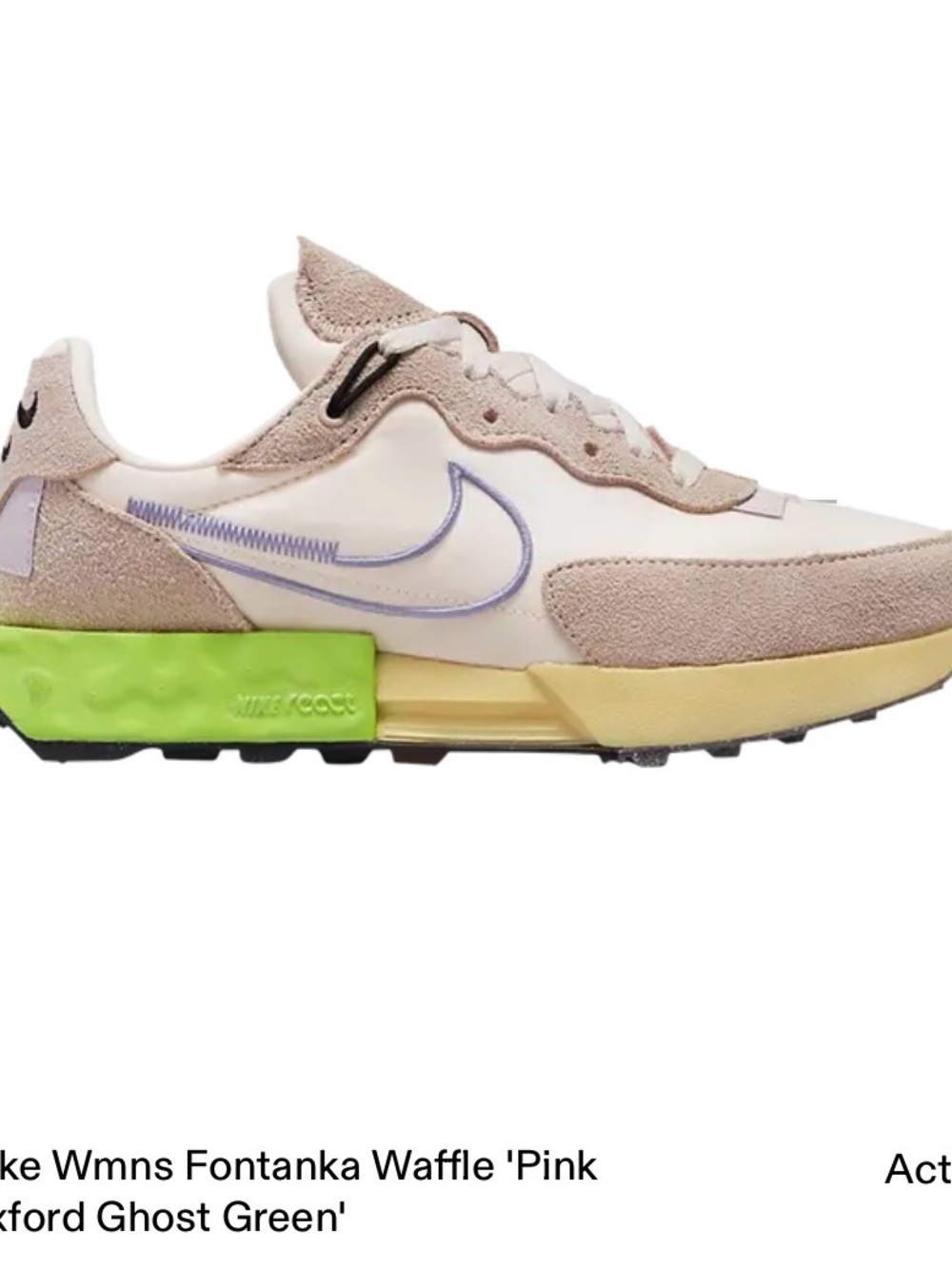 Nike Runner-Style Sneakers in White, Beige & Neon Green